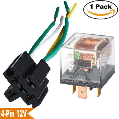 Automotive Relay DC 12V 60A 4 Pin w// Wired Socket SPST Waterproof Normal Open US