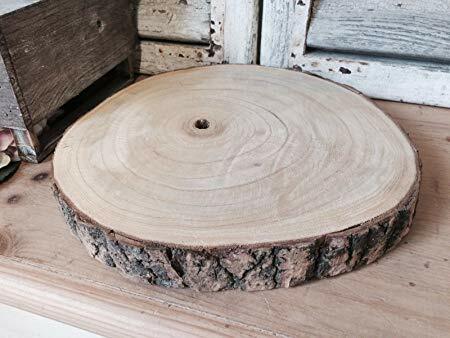 Large Natural Wood Log Slice Tree Bark Chic Wedding Table Centerpiece Cake Stand