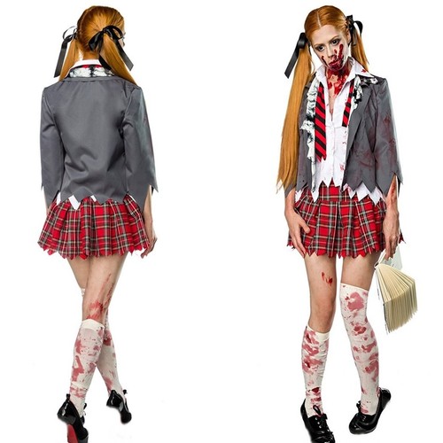 D/'horreur Majorettes Écolière Costume Zombie Femmes Taille S 34-36 Halloween