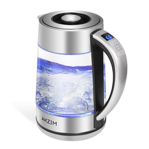 Wasserkocher Glas AKZIM 1.7 Liter Edelstahl,Elektrischer Wasserkessel mit LED In