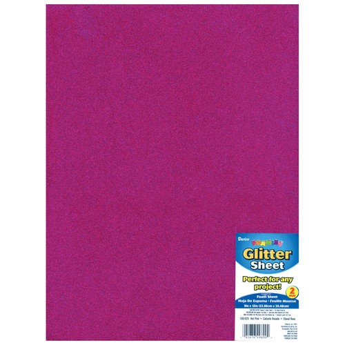 Darice Foamies Glitter Foam Sheet Hot Pink 2mm thick 9 X 12 Inches