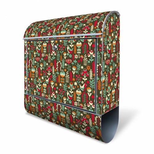 Banjado Wandbriefkasten mit Zeitungsfach 2 Schlüssel und Motiv Floral Retro
