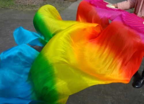 Silk Fan Veils Belly Dance 100/% Silk ** Free Case **