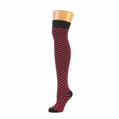 Chaussettes montantes motif à petits carreaux