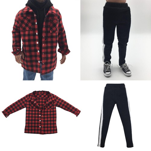 1//6 Scale Red Plaid Shirt Jacket /& Male Pants für 12 Zoll Action Figur