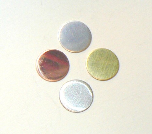 Lot de 5 x rond 10 mm Cercle Disque Vierge Artisanat Argent Cuivre Laiton Aluminium