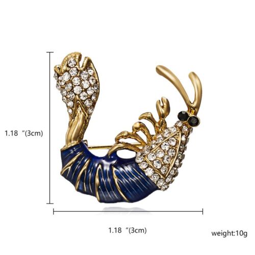 Fashion Sea Horse Fish Shrimp Crystal Pearl Animals Brooch Pin Women Party Gift