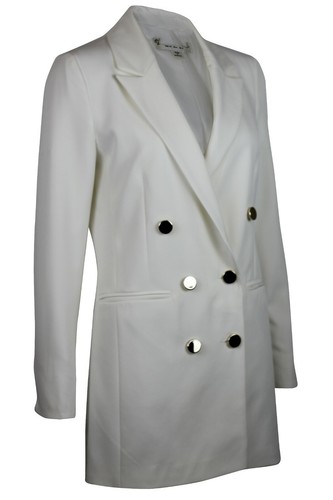 Ex Miss Selfridge Womens Ivory Long Double Breasted Smart Button Blazer Jacket