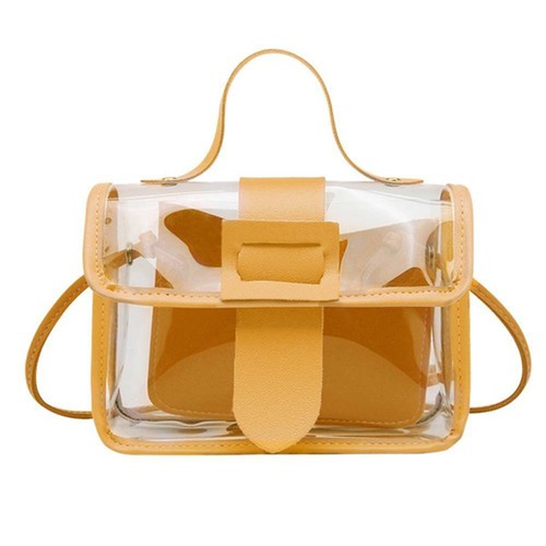 Womens PVC Transparent Clear Shoulder Bag Tote Jelly Candy Summer Beach Handbag