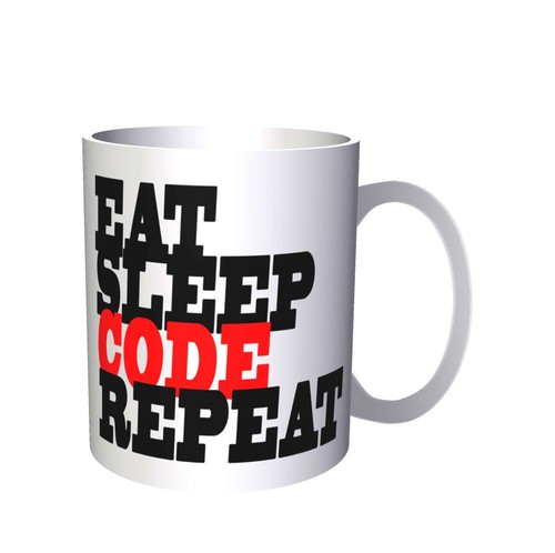 Comer Dormir código repetir Divertido Novedad Taza Nueva f25
