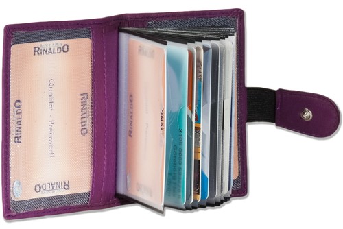 Rinaldo® Leder Kreditkartenetui in Lila mit flexibler Außenlasche /& viel Platz