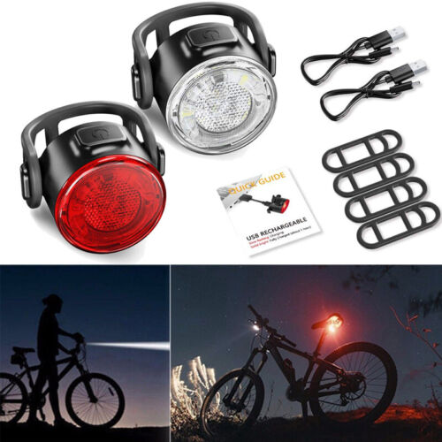 12LED USB Rechargeable Bike Lights Set Headlight Taillight Caution Bicycle Light