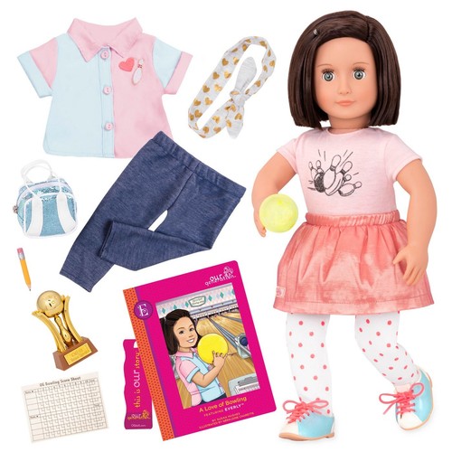 Lots of Extras Our Generation 18/" EVERLY Bowling Doll with Book NIB//Sealed