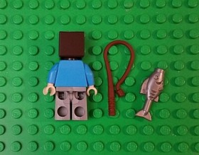 LEGO MINECRAFT STEVE FLAT SILVER LEGS MINIFIGURE min048 FROM 21134 USED w/POLE