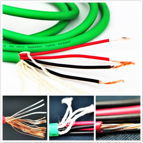 HIFI Audio 4N Copper Silver Plated Wire 4core BI wire Speaker Cable 4 x 2mm²