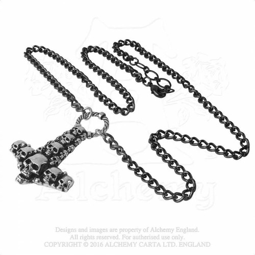 ALCHEMY ENGLAND Gothic Steampunk Skull Pewter Pendant Chain NECKLACE Skullhammer