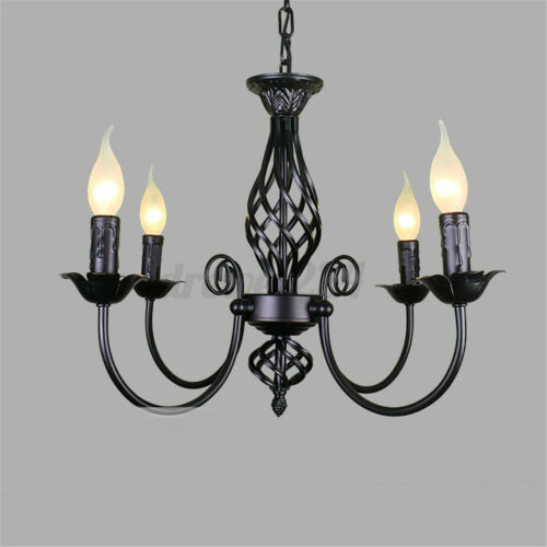 Vintage Style Chandelier Hanging Candle Light Ceiling Lamp Wrought Iron Pendant