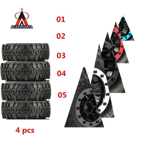 4Pcs AUSTAR AX-4020 1,9 Zoll 110mm 1//10 Rock Crawler Reifen mit Beadlock