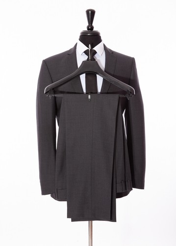 Men/'s Suit Jeff Banks Tailored Fit Charcoal Grey Wool Blend