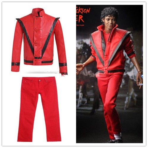 Michael Jackson Thriller MTV Costume Red Suit Red Jacket Pants Outfit Men New