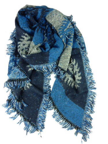 Wollschal grande SCIARPA PAISLEY PATTERN e Frange Sciarpa da donna avvolgente morbida f805