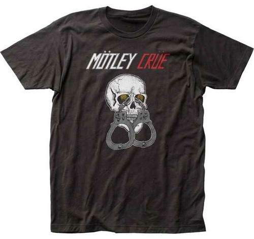 Motley Crue Skull /& Cuffs Adult Men T Shirt Heavy Metal Band Merch