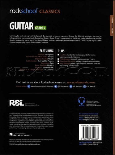 Rockschool Classics Guitar Grade 2 TAB Music Book//Audio Bon Jovi AC//DC Metallica