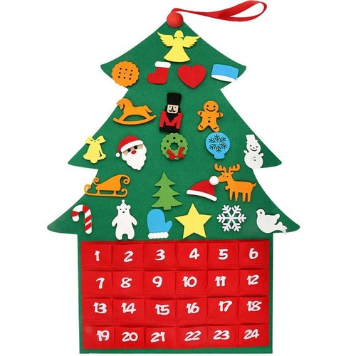 Details about / Felt Christmas Tree DIY Detachable Ornaments Wall Xmas Calendar Decor Kids Gift