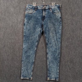 Nuon Jeans Mens W36 Blue Rodeo Crop Slim Fit Denim Acid Wash Stretch Modern