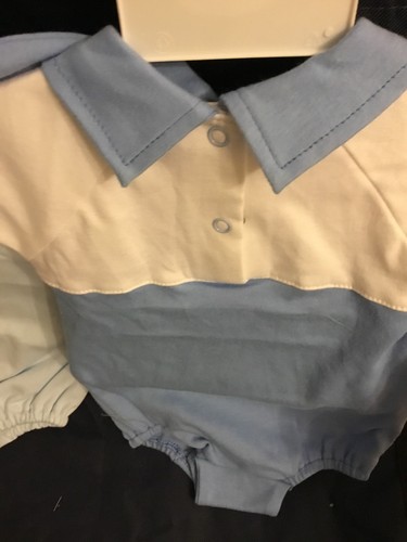 Bébé Garçons Blanc /& Bleu surpyjama nouveau-né 0-3 3-6 mois 100/% coton