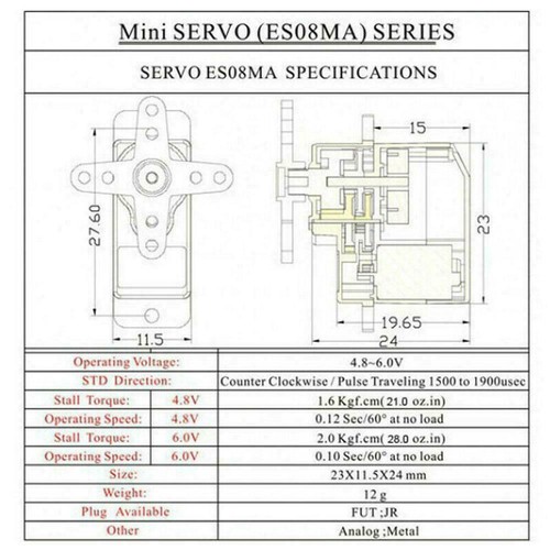 .10 Hot B6Y1 Axial SCX-24 DEADBOLT Upgrade Metal Gear Micro Servo Hi Torque 20 oz environ 566.98 g