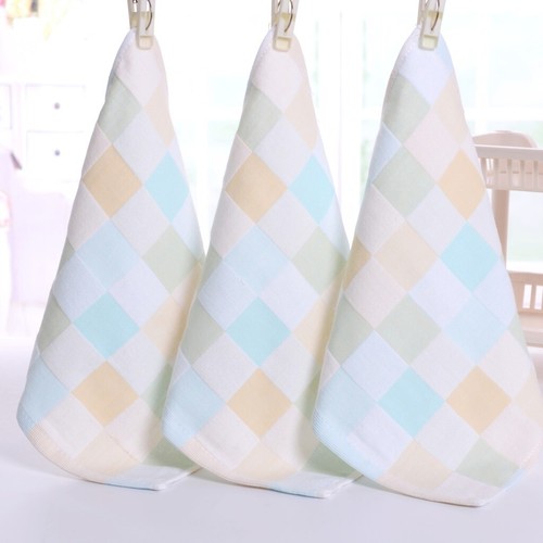 1pc Cotton Baby Gauze Face Handkerchief Square Towel Lattice Towel Feeding Towel