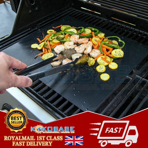 5x BBQ Grill Mat Sheet Resistant Reusable Non-Stick Barbecue Baking Roast UK