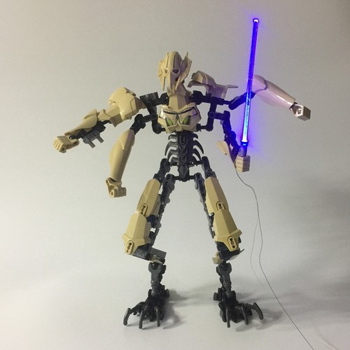 LED light up lightsaber Lego Star Wars General Grievous Darth Vader 12cm Trooper