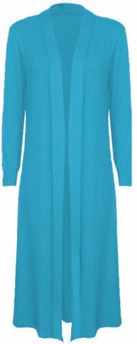 New Women/'s Girl/'s Ladies Long Sleeve Maxi Cardigan Boyfriend Open Front 8-26