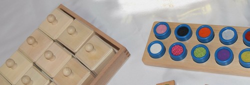verrugosa cilindros Sonido caja de seguridad sensorial de madera Touch Board Juguetes montessori