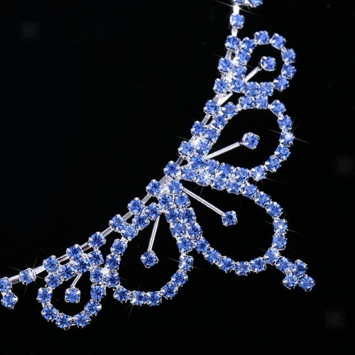 Shiny Blue Rhinestone Tiara Crown Wedding Birthday Party Hair Accessories