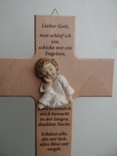 Kinderkreuz mit Engel 20 x 12 cm Taufkreuz mit Schutzengel 5085 L0F Holz Kreuz