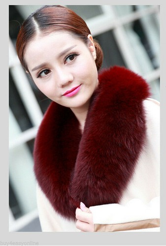 Fluffy Fox Fur Collar Scarf Wrap Shawl Neck Warm Cape Best Match DIY your coat
