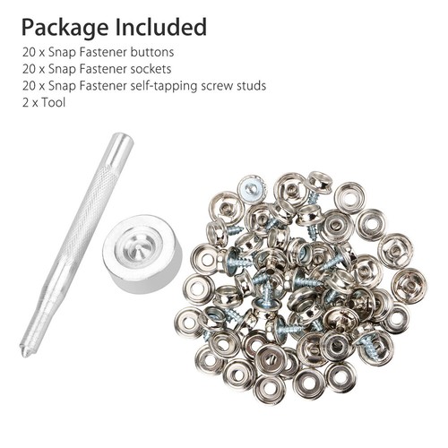 62Pcs Stainless Steel Screw Snap Fastener Kit Press Studs for Boat Canvas Cover