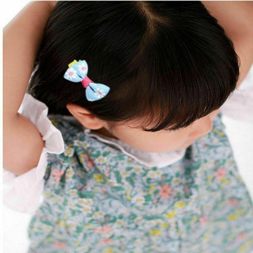 10Pcs Toddler Girl Hair Clip Mini Ribbon Bow Baby Kids Satin Bowknot Headband