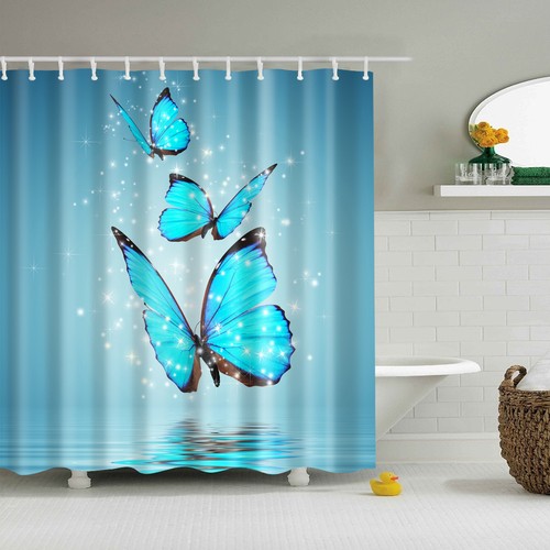 1 Pc Waterproof Butterfly-Flying Shower Curtain for Home and Bathroom