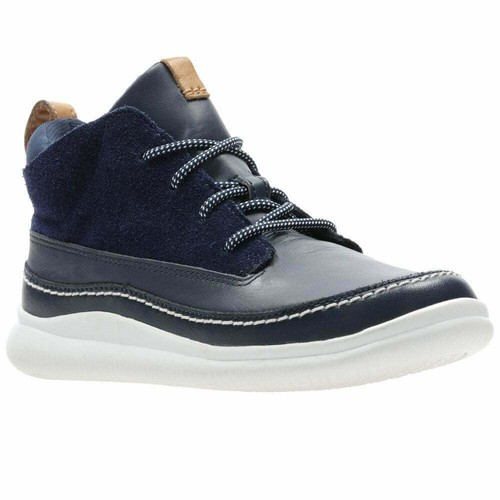 BOYS CLARKS CLOUD AIR K NAVY LACE UP BOOT