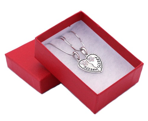 Sister Sister Engraved Best Friend Forever BFF Heart Flower Pendant Necklace