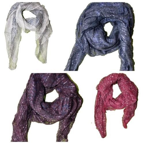 Square Cotton Scarf with Silver Thread Small Size Hip Scarf Bandana