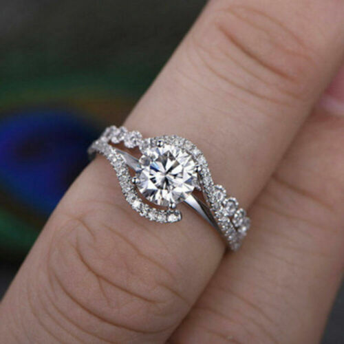 1.50 Ct Round Cut Diamond Engagement Wedding Bridal Set Ring 10k White Gold 