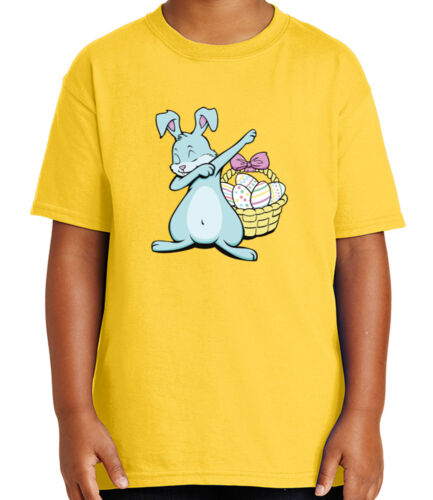 1959C Cute Dabbing Bunny Kid's T-shirt Egg basket Easter Dab Tee for Youth 