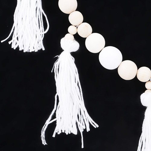 Nordic Style Cute Shape Wooden Beads Tassel Pendant Kids Room Decor BT3