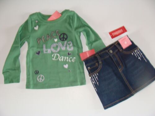Gymboree Dance Team Girls Size 4 Denim Skirt Shirt Top Set Peace Love NWT NEW