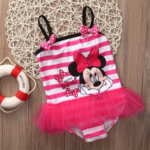 Baby Kids Girl Bowknot Striped Tutu Swimsuit One-Piece Bathing Skirt Beachwear